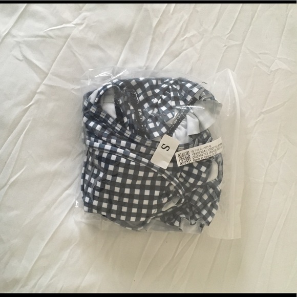 Gingham Two Piece Ruffle Bikini Navy - Picture 5 of 8